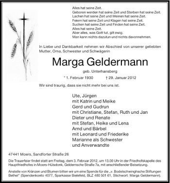 Alle Traueranzeigen für Marga Geldermann trauer rp online de