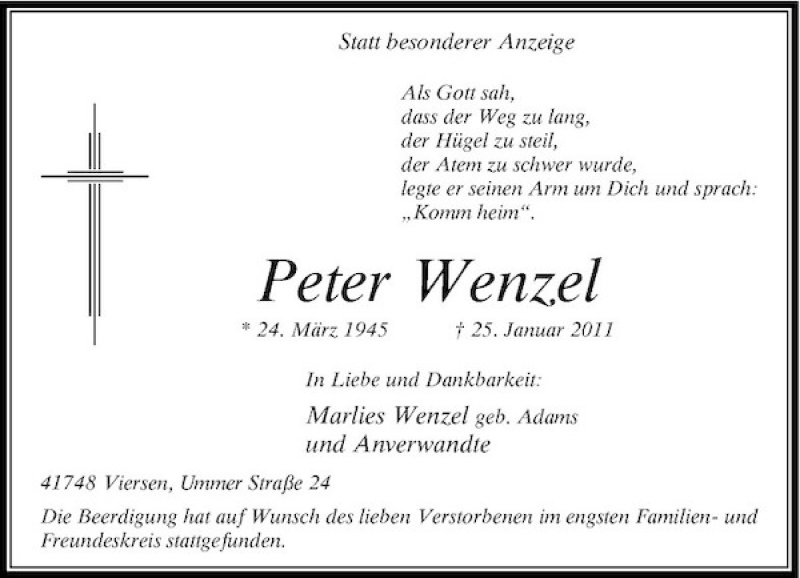 Alle Traueranzeigen für Peter Wenzel trauer rp online de