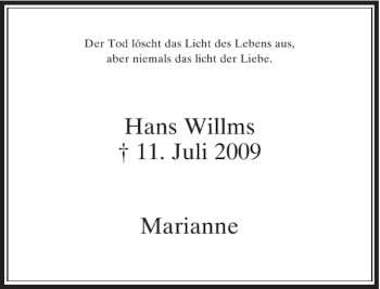 Alle Traueranzeigen für Hans Willms Marianne trauer rp online de