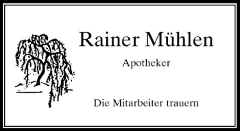 Alle Traueranzeigen F R Rainer M Hlen Trauer Rp Online De