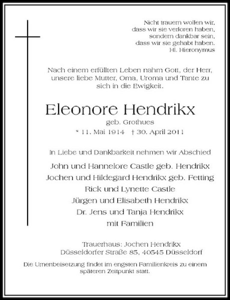 Alle Traueranzeigen für Eleonore Hendrikx trauer rp online de