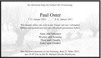 Alle Traueranzeigen für Paul Oster trauer rp online de