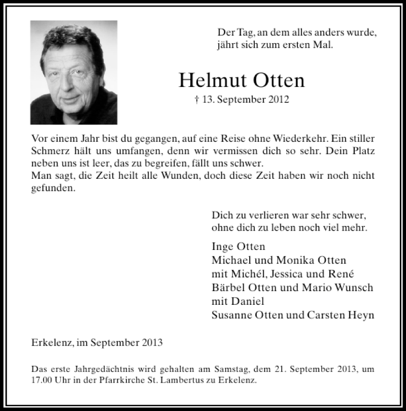 Alle Traueranzeigen F R Helmut Otten Trauer Rp Online De