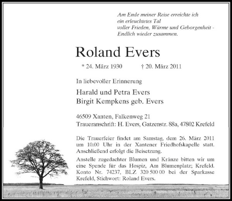 Alle Traueranzeigen F R Roland Evers Trauer Rp Online De