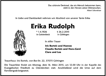 Alle Traueranzeigen F R Rudolph Erika Trauer Rp Online De