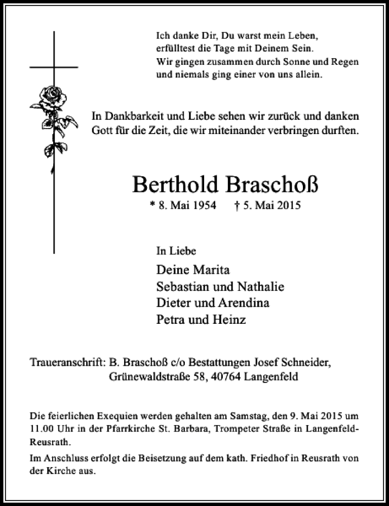 Alle Traueranzeigen F R Brascho Berthold Trauer Rp Online De