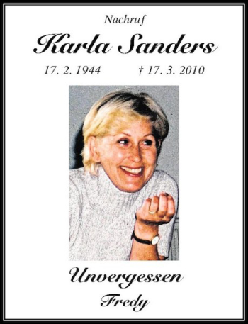 Alle Traueranzeigen für Karla Sanders trauer rp online de