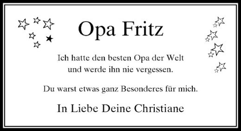 Alle Traueranzeigen F R Opa Fritz Trauer Rp Online De