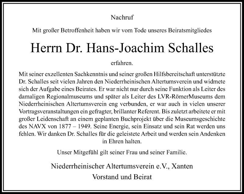  Traueranzeige für Hans-Joachim Schalles vom 15.10.2015 aus Rheinische Post