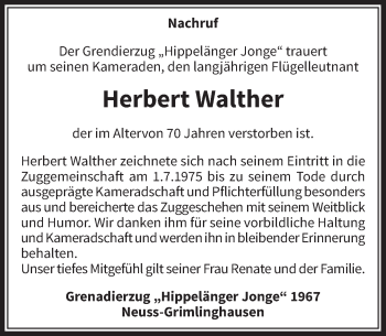 Alle Traueranzeigen für Herbert Walther trauer rp online de