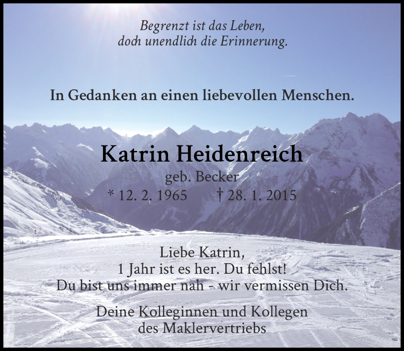 Alle Traueranzeigen F R Katrin Heidenreich Trauer Rp Online De