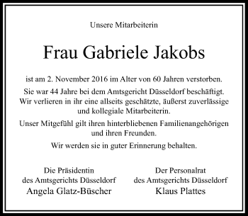 Alle Traueranzeigen für Gabriele Jakobs trauer rp online de