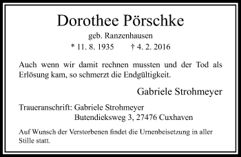 Alle Traueranzeigen für Dorothee Pörschke trauer rp online de