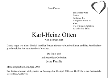 Alle Traueranzeigen für Karl Heinz Otten trauer rp online de