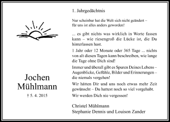 Traueranzeige von Jochen Mühlmann von Rheinische Post