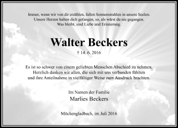 Alle Traueranzeigen F R Walter Beckers Trauer Rp Online De