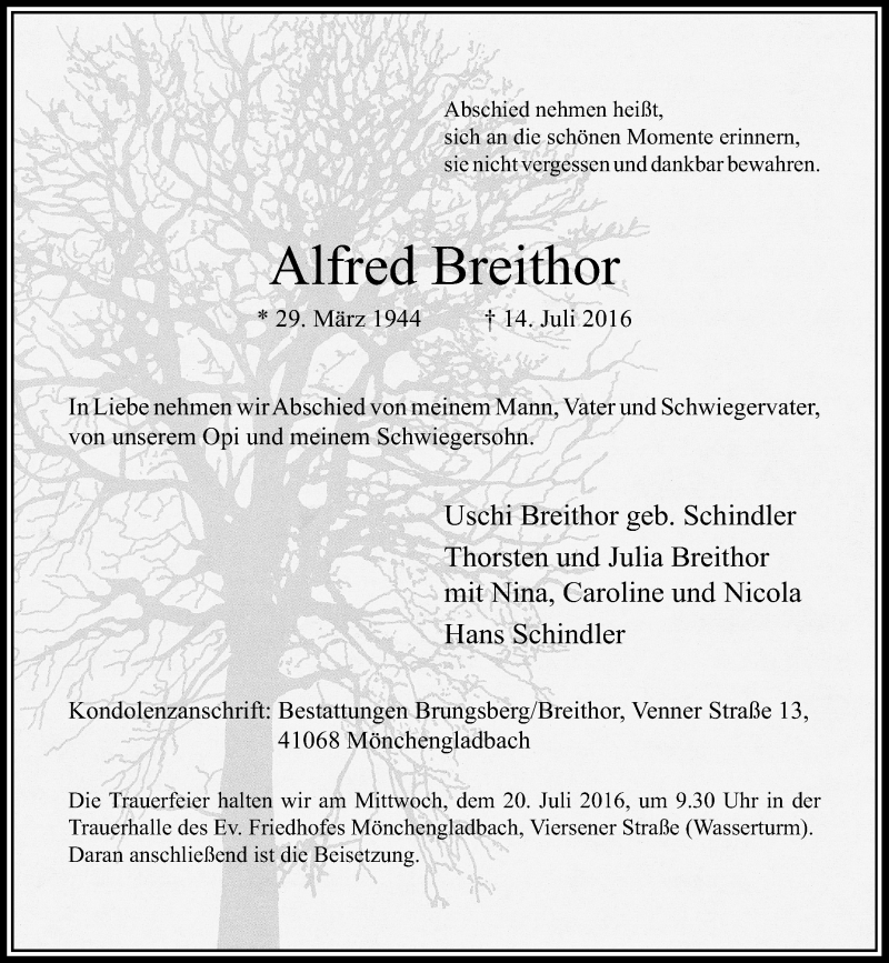 Alle Traueranzeigen F R Alfred Breithor Trauer Rp Online De