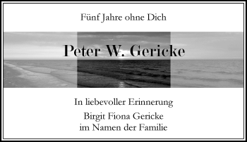 Traueranzeige von Peter W. Gericke von Rheinische Post