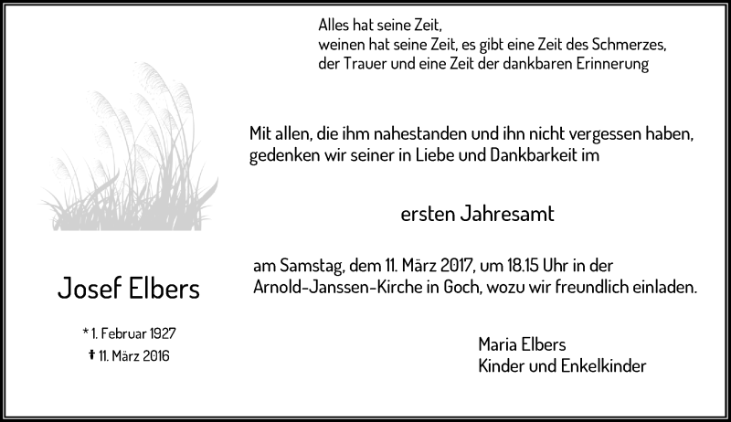 Alle Traueranzeigen F R Josef Elbers Trauer Rp Online De