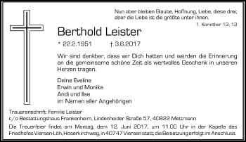 Alle Traueranzeigen F R Berthold Leister Trauer Rp Online De