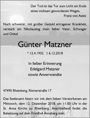 Alle Traueranzeigen F R G Nter Matzner Trauer Rp Online De