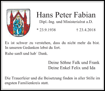 Alle Traueranzeigen für Hans Peter Fabian trauer rp online de