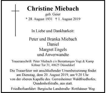 Alle Traueranzeigen F R Christine Miebach Trauer Rp Online De