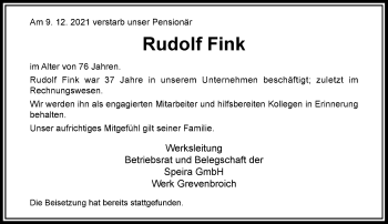 Alle Traueranzeigen für Rudolf Fink trauer rp online de