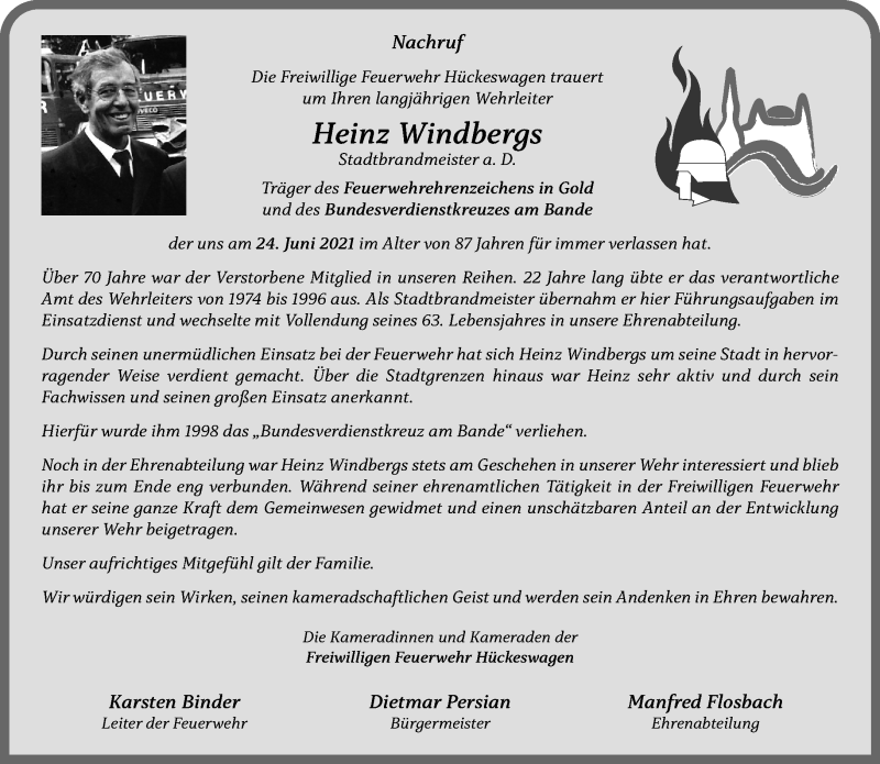 Alle Traueranzeigen F R Heinz Windbergs Trauer Rp Online De