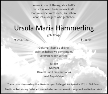 Alle Traueranzeigen für Ursula Maria Hämmerling trauer rp online de