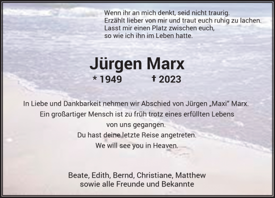 Alle Traueranzeigen für Jürgen Marx trauer rp online de