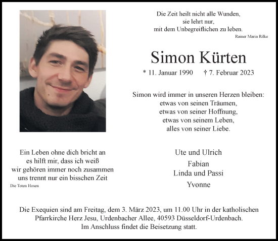 Alle Traueranzeigen F R Simon K Rten Trauer Rp Online De