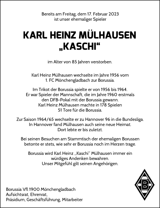 Alle Traueranzeigen für Karl Heinz Mülhausen trauer rp online de