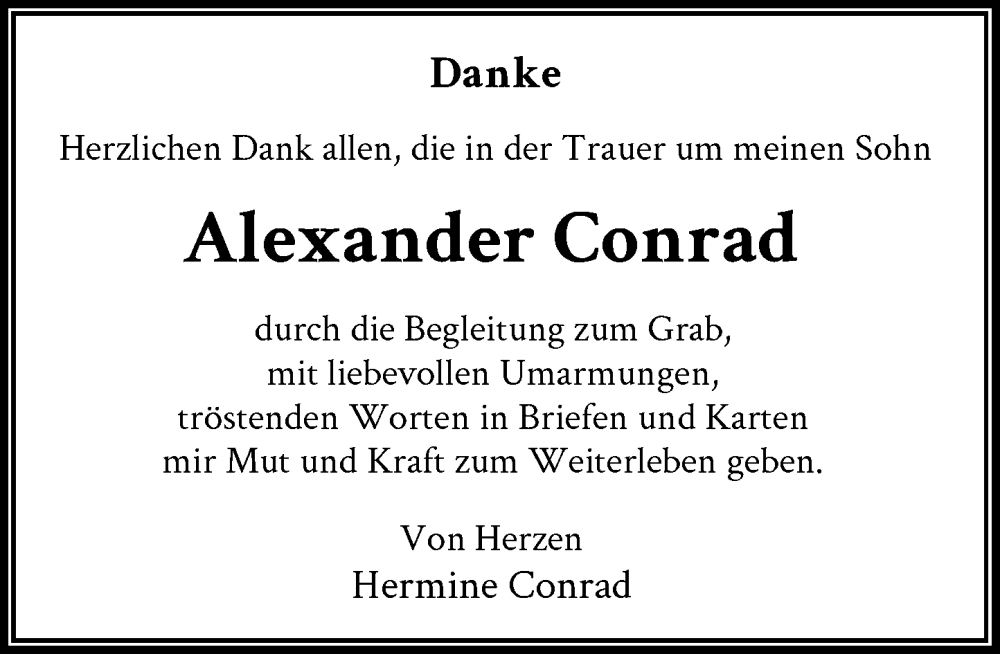 Alle Traueranzeigen F R Alexander Conrad Trauer Rp Online De