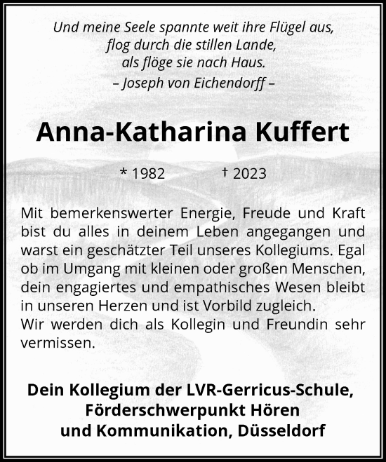 Alle Traueranzeigen für Anna Katharina Kuffert trauer rp online de