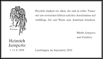 Traueranzeige von Heinrich Jumpertz von Rheinische Post