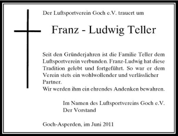Traueranzeige von Franz-Ludwig Teller von Rheinische Post