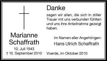 Traueranzeige von Marianne Schaffrath von Rheinische Post