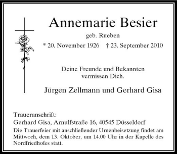 Traueranzeige von Annemarie Besier von Rheinische Post