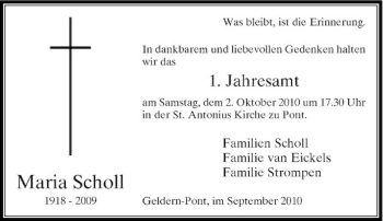 Traueranzeige von Maria Scholl von Rheinische Post