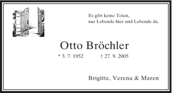 Traueranzeige von Otto Bröchler von Rheinische Post