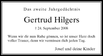 Traueranzeige von Gertrud Hilgers von Rheinische Post