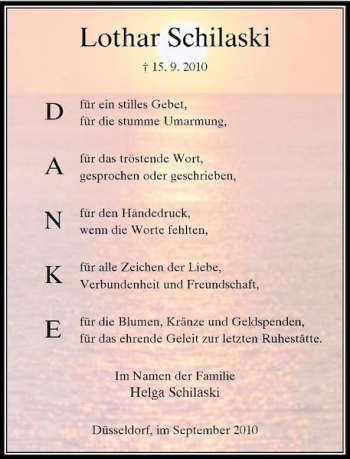Traueranzeige von Lothar Schilaski von Rheinische Post
