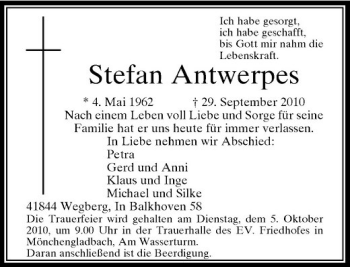 Traueranzeige von Stefan Antwerpes von Rheinische Post