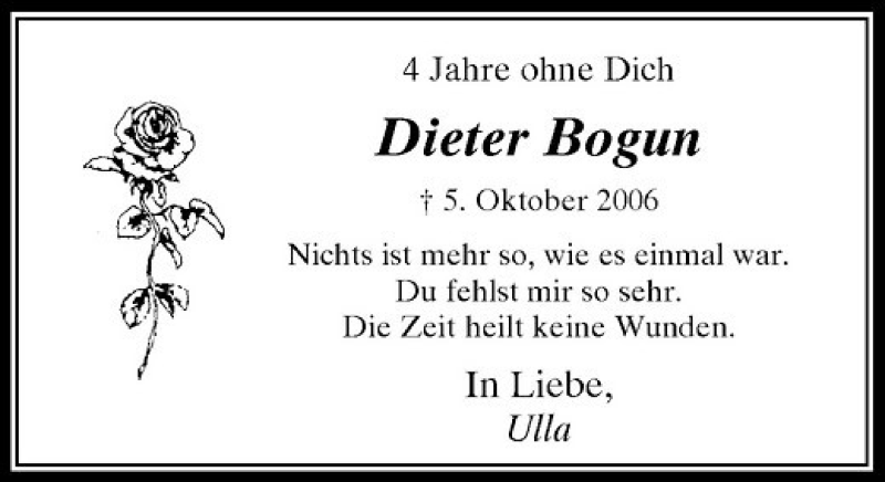  Traueranzeige für Dieter Bogun vom 05.10.2010 aus Rheinische Post