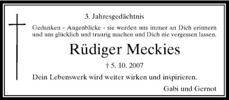  Traueranzeige für Rüdiger Meckies vom 05.10.2010 aus Rheinische Post
