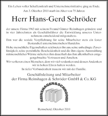 Traueranzeige von Herr Hans-Gerd Schröder von Rheinische Post