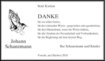 Traueranzeige von Johann Schanzmann von Rheinische Post
