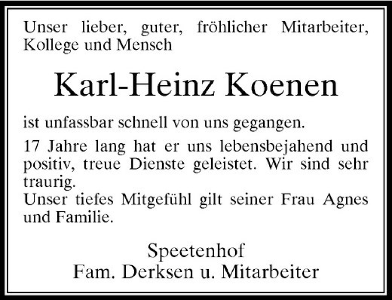  Traueranzeige für Karl-Heinz Koenen vom 09.10.2010 aus Rheinische Post