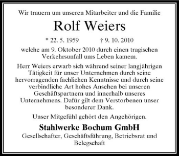 Traueranzeige von Rolf Weiers von Rheinische Post
